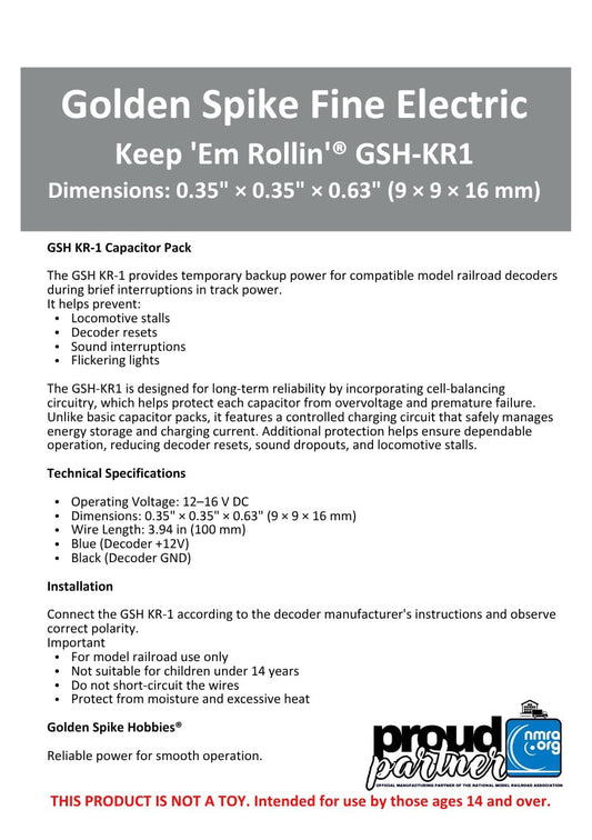 GSH-KR1 Keep ‘Em Rollin’ Capacitor pack - Golden Spike