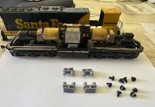 Athearn Replacement 3d Printed Motor Mounts and Screws